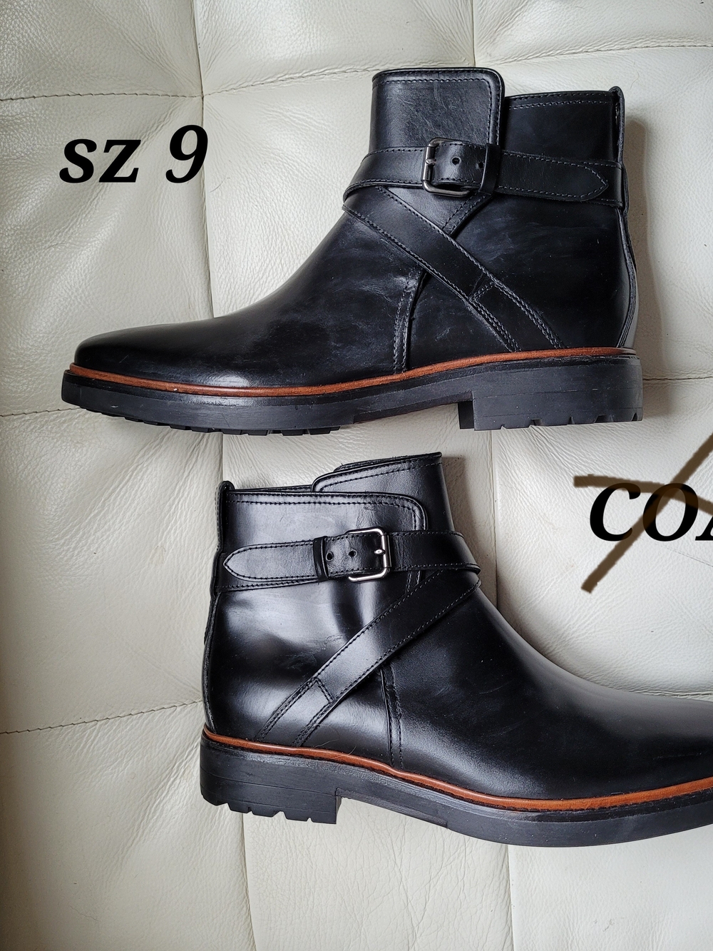 Coach Men's Black Leather Buckle Ankle Boots